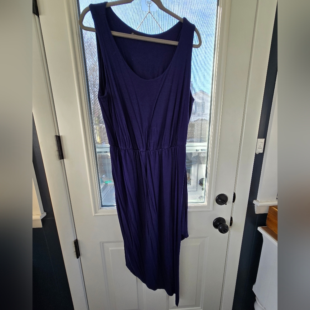 Sleeveless Navy Blue Women's Asymmetrical Dress